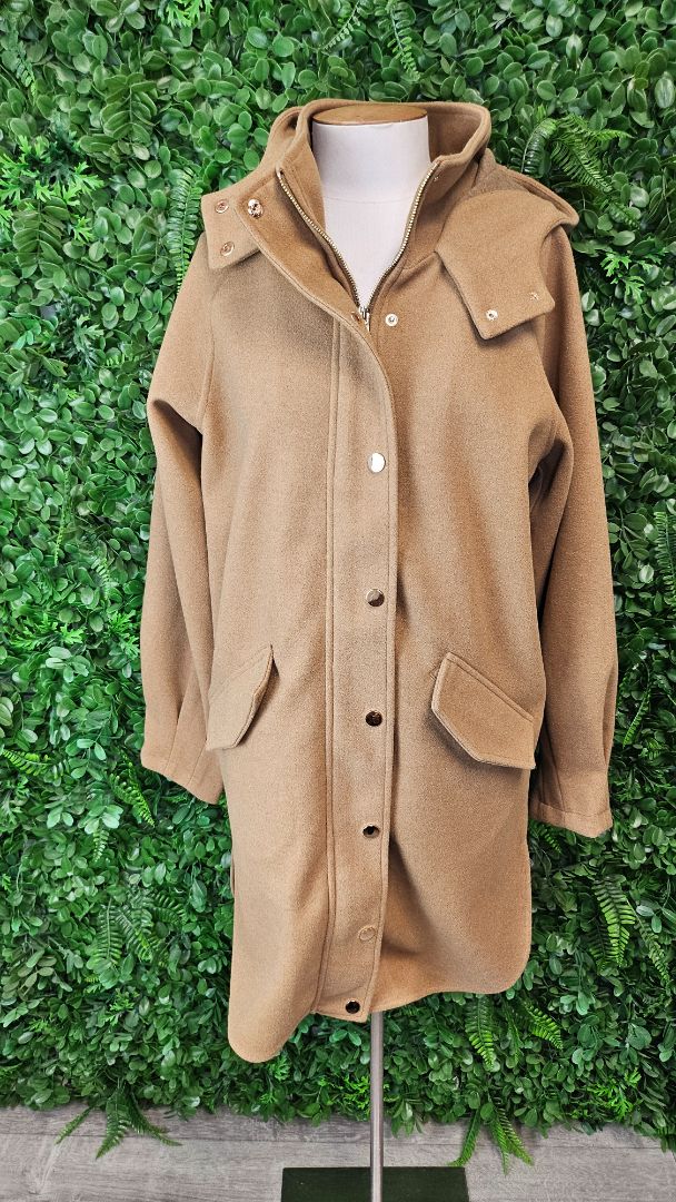 Eb & Ive Tan Hooded Shacket Coat (10)