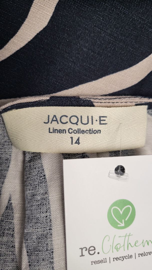 Jacqui E Print Linen Blend Top (14)