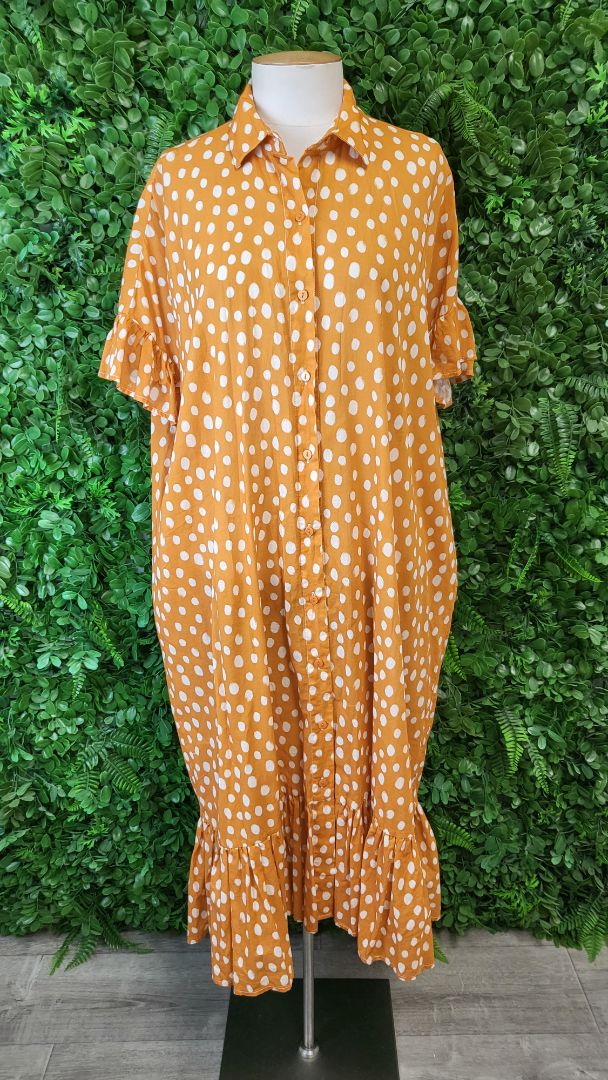 Stella+Gemma Mustard Spot Shirt Dress (14-16)
