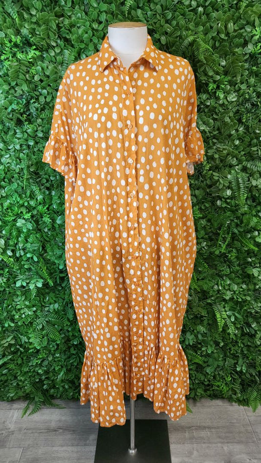 Stella+Gemma Mustard Spot Shirt Dress (14-16)