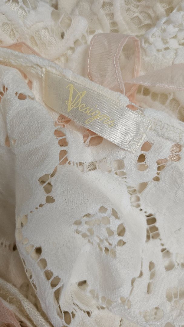 V Designs Cream Lace and Pearl Dress (14)