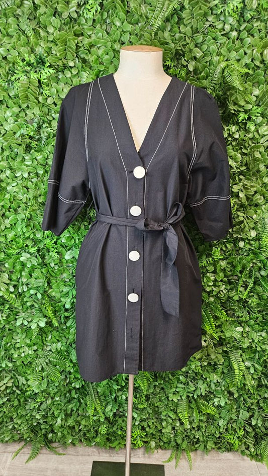 Zara Black/White Stitch Dress BNWT (8)