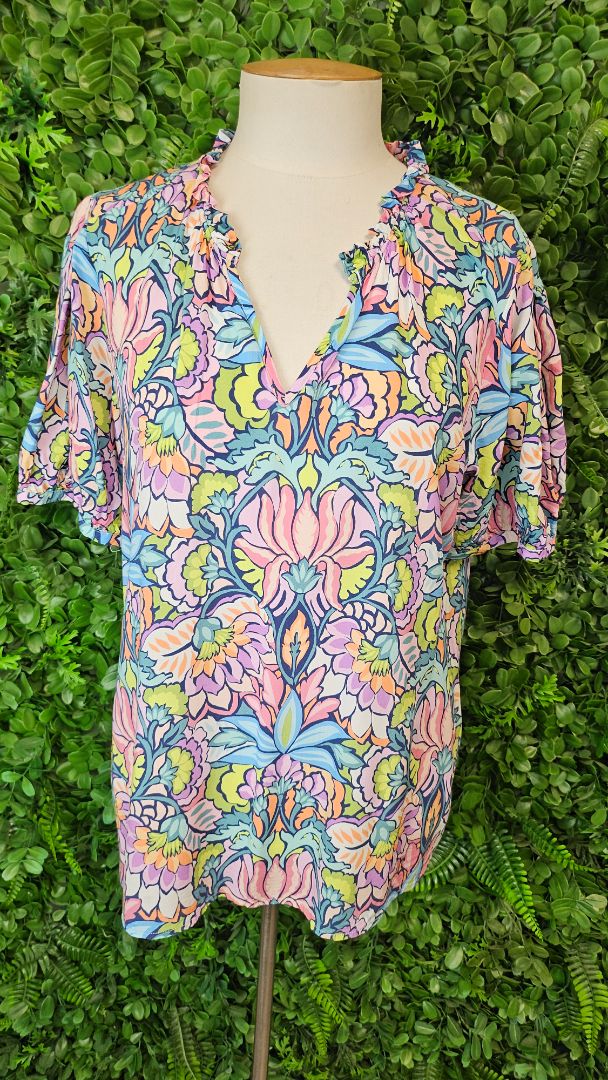 Blue Illusion Multi Lotus Blouse