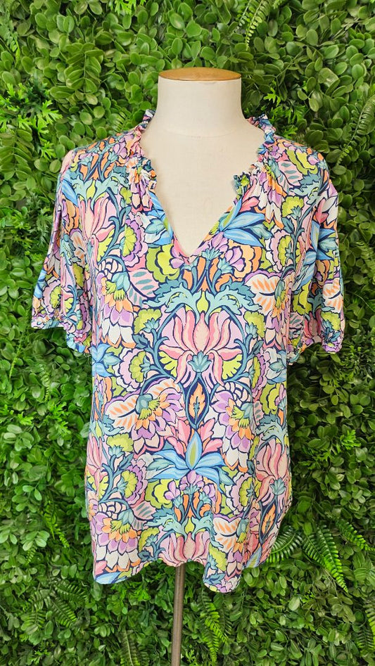 Blue Illusion Multi Lotus Blouse