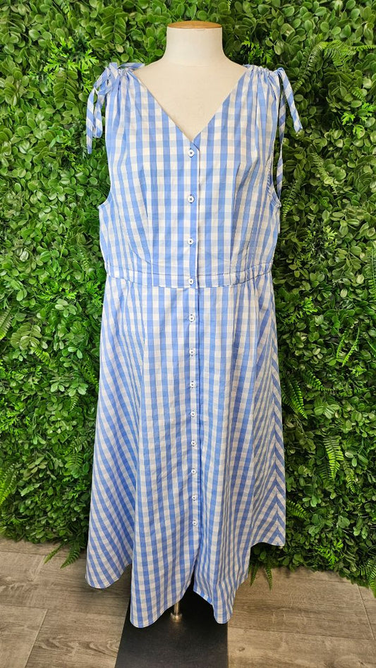 Foil Blue Gingham Dress (16-18)