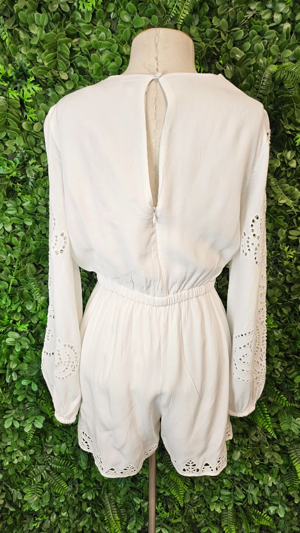 Witchery White Long Sleeve Playsuit (8)