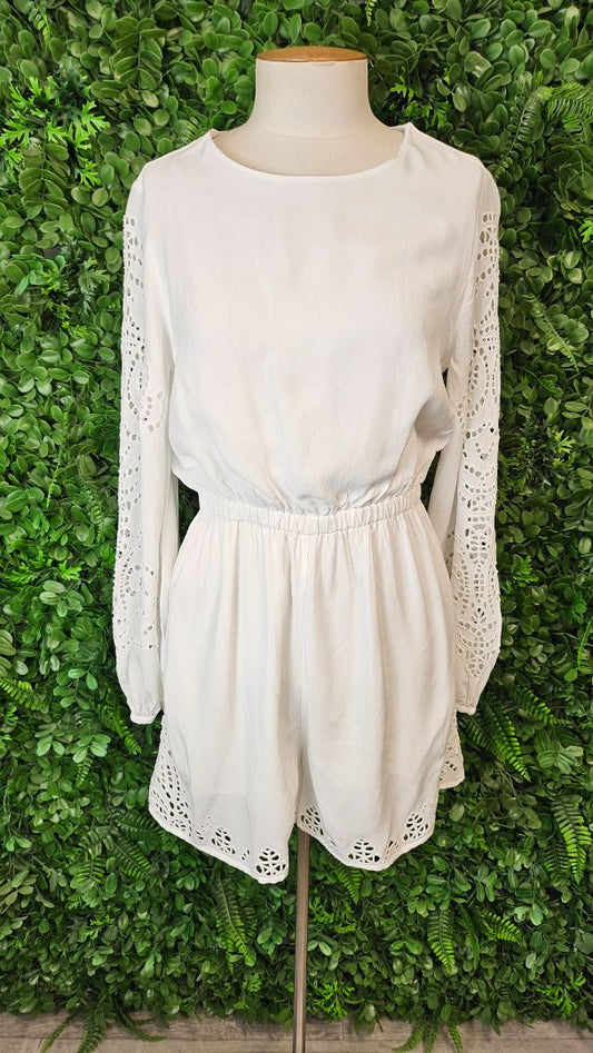 Witchery White Long Sleeve Playsuit (8)
