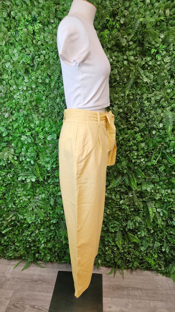 Zara Yellow Linen Blend Pant (10)
