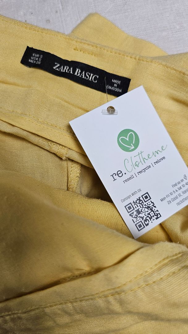 Zara Yellow Linen Blend Pant (10)