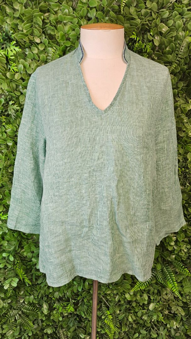 Madly Sweetly Green Linen Blouse (10)