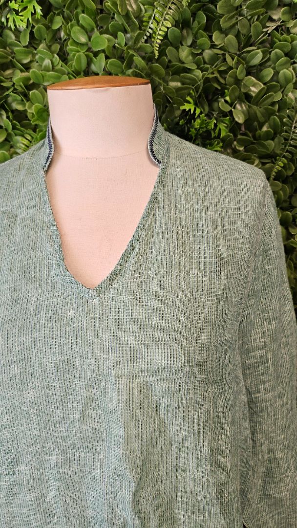 Madly Sweetly Green Linen Blouse (10)