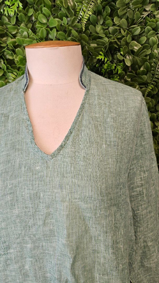 Madly Sweetly Green Linen Blouse (10)