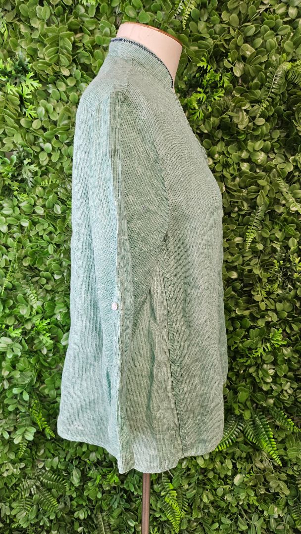 Madly Sweetly Green Linen Blouse (10)