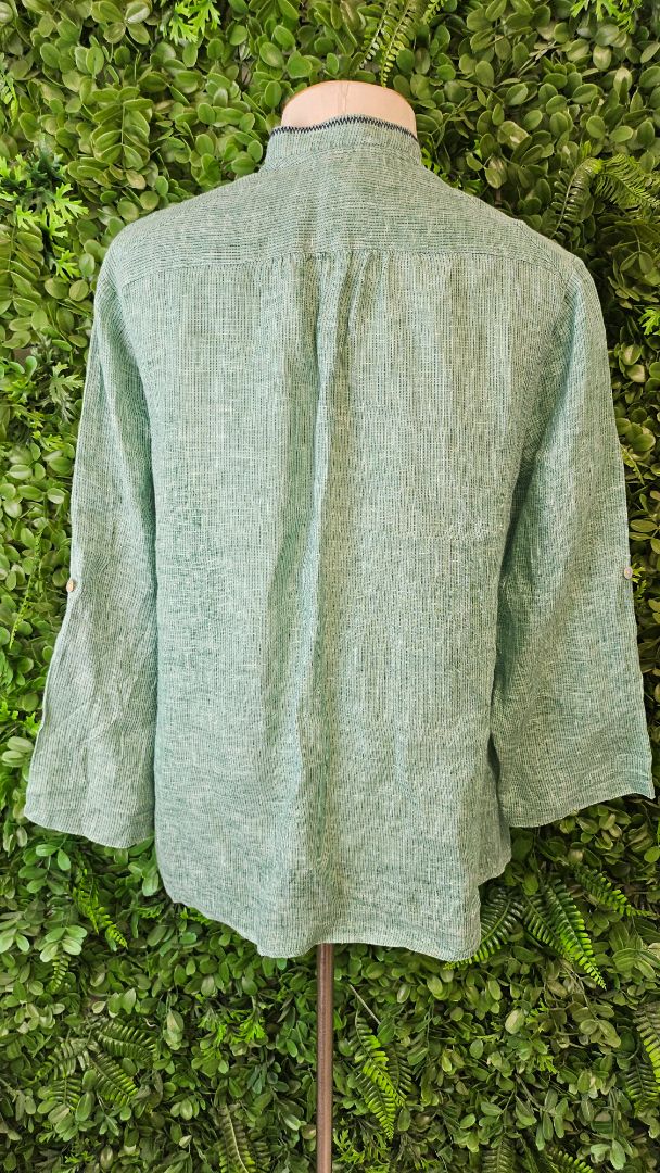 Madly Sweetly Green Linen Blouse (10)