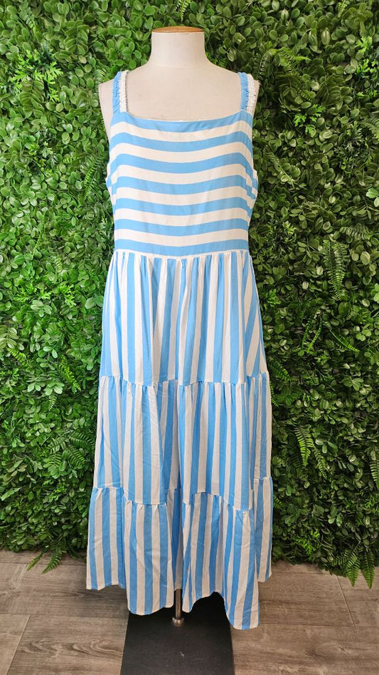 Shine On Stripe Tier Sun Dress (16-18)