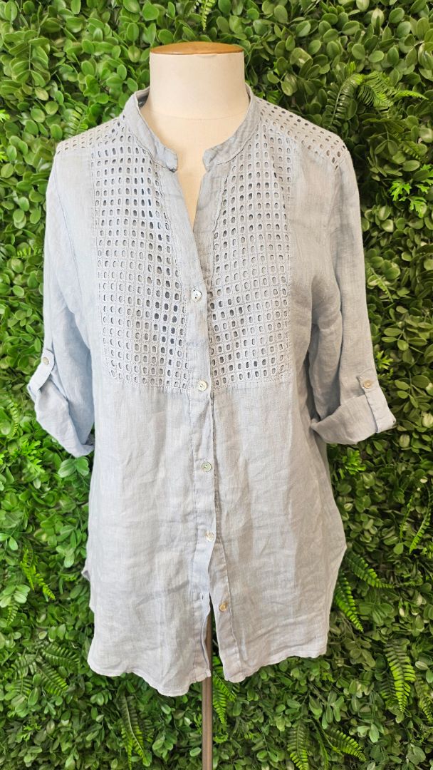 Made In Italy Baby Blue Linen Blouse (14-16)