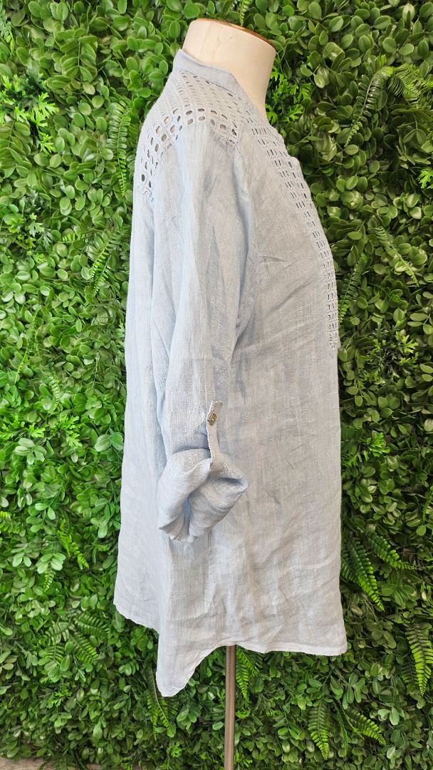 Made In Italy Baby Blue Linen Blouse (14-16)