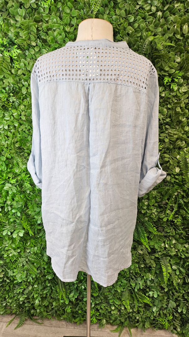 Made In Italy Baby Blue Linen Blouse (14-16)