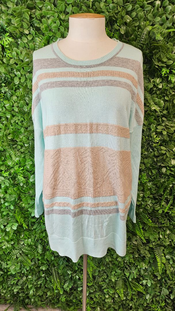 Loobies Story Blue/Tan Aztec Knit (12-14)