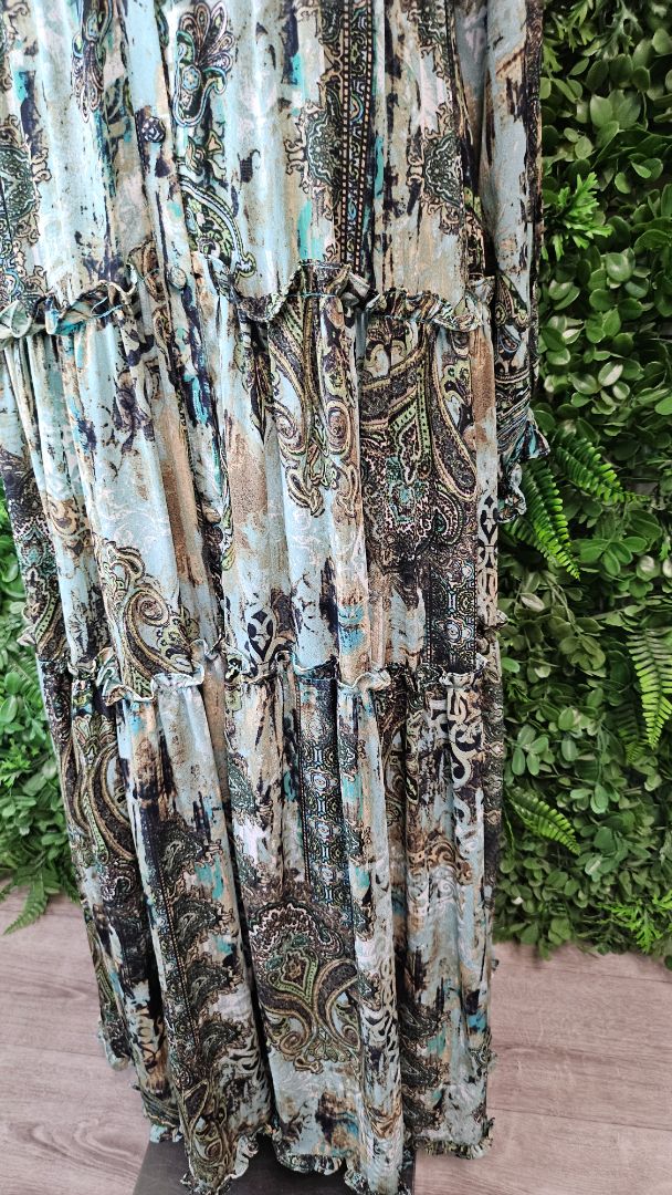 Amaya Green Print Tiered Maxi Dress (10)