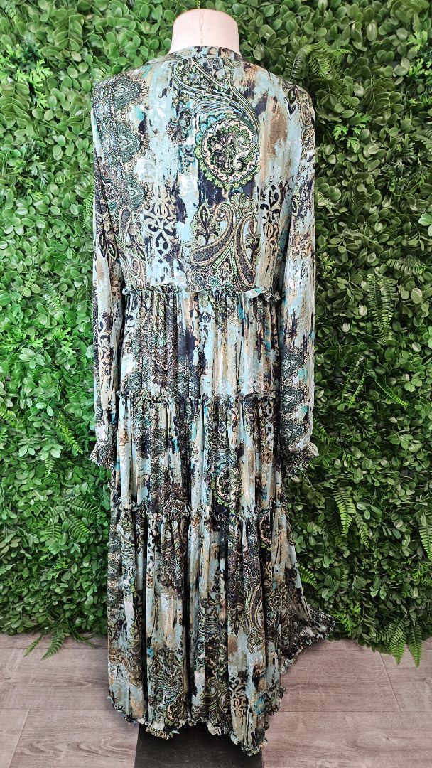 Amaya Green Print Tiered Maxi Dress (10)