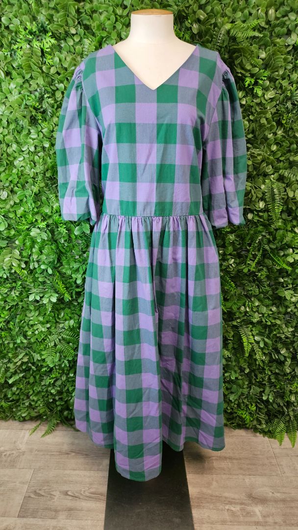 Thing Thing Purple/Green Cotton Dress (16)
