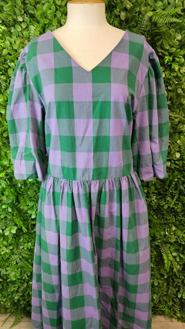 Thing Thing Purple/Green Cotton Dress (16)