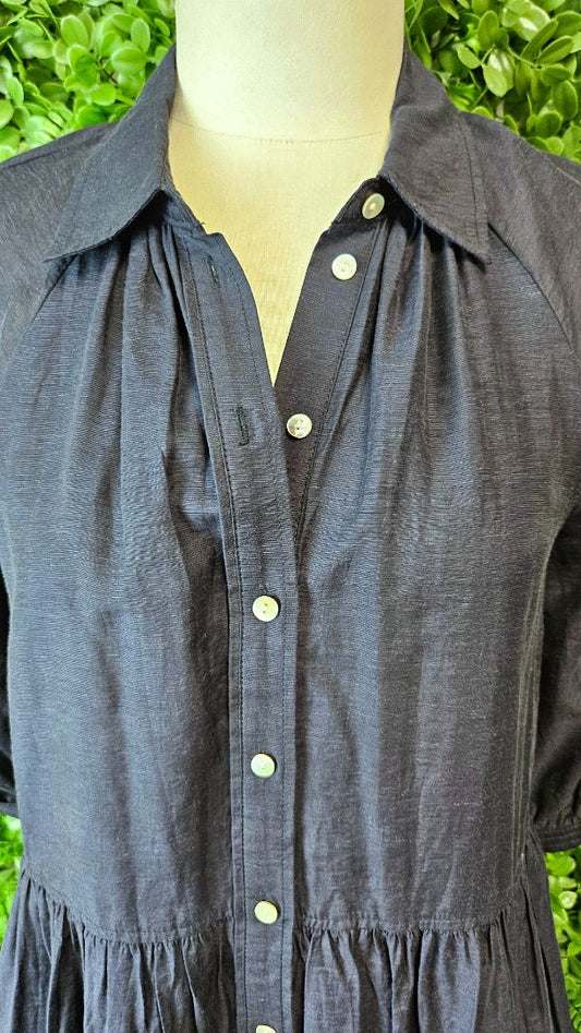 Witchery Navy Linen Blend Dress (8)