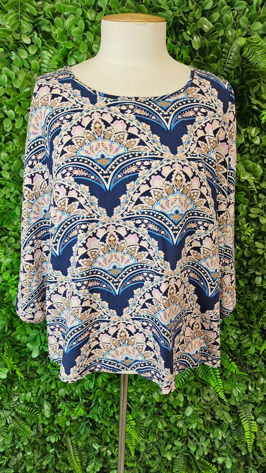 Vassalli Blue Print Relaxed Fit Top (14)