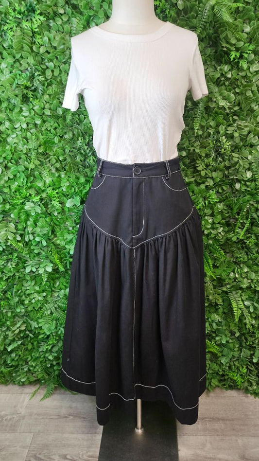 Thing Thing Black Stitch Maxi Skirt (8)