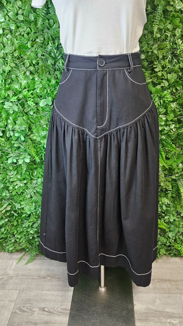 Thing Thing Black Stitch Maxi Skirt (8)
