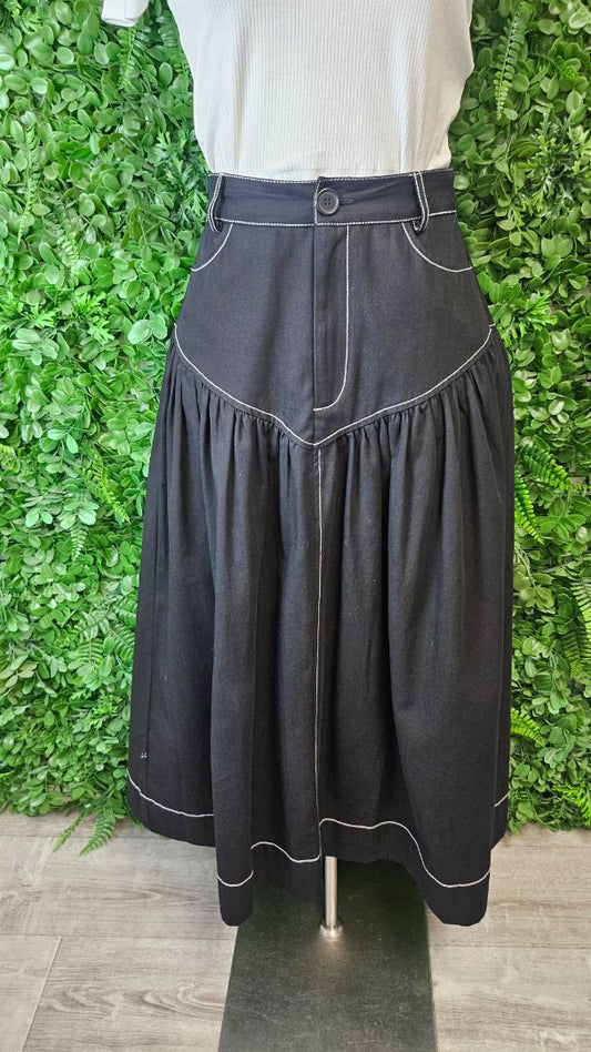 Thing Thing Black Stitch Maxi Skirt (8)