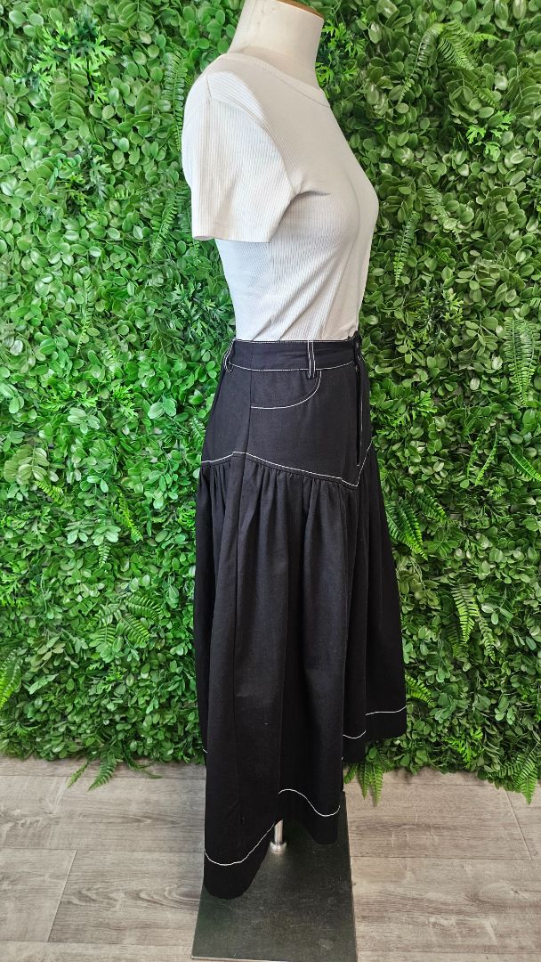 Thing Thing Black Stitch Maxi Skirt (8)