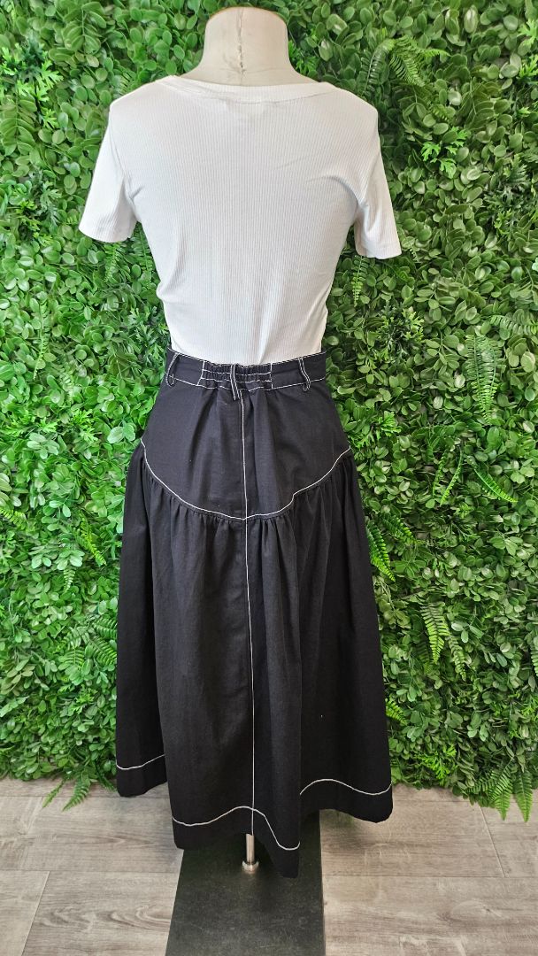 Thing Thing Black Stitch Maxi Skirt (8)