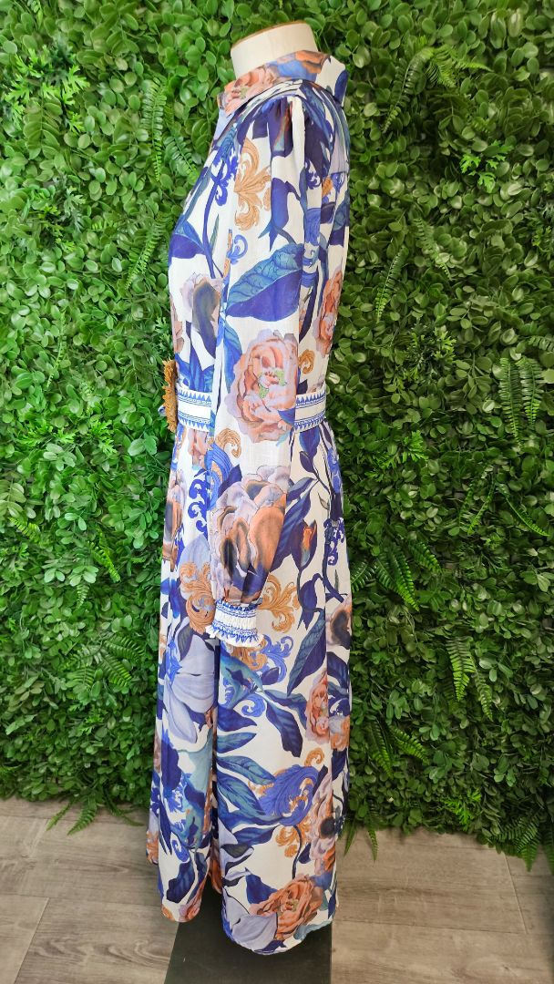 Linen Blend Floral Dress