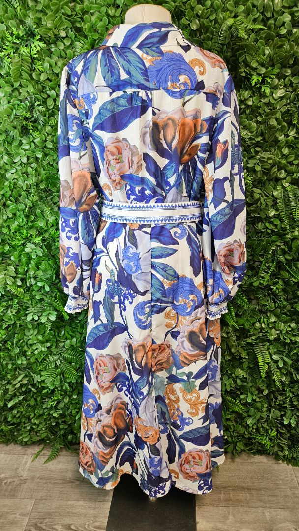 Linen Blend Floral Dress