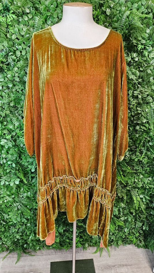 Miss Rose Sister Violet Green/Russet Velvet Dress BNWT (14-16)