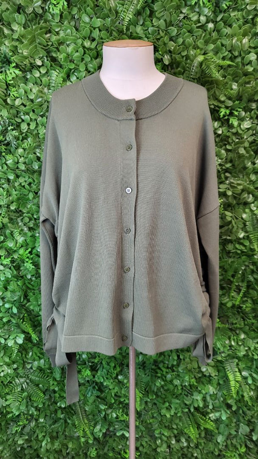 Drama The Label Khaki Ruched Side Cardi (16)