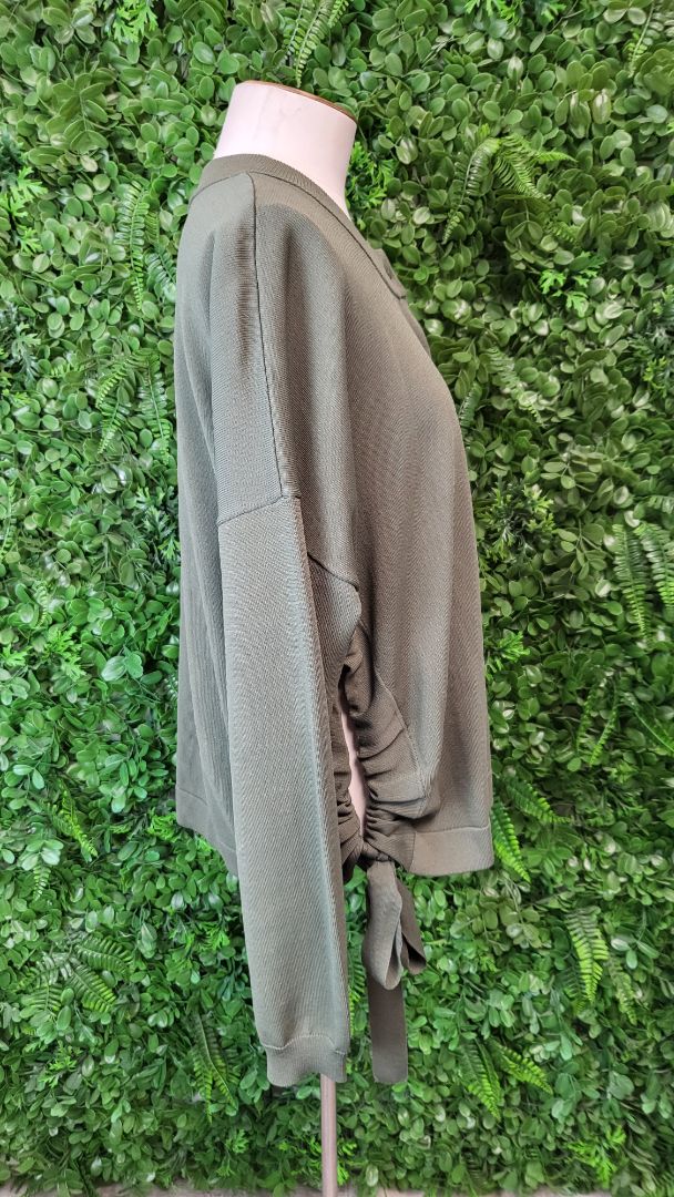 Drama The Label Khaki Ruched Side Cardi (16)