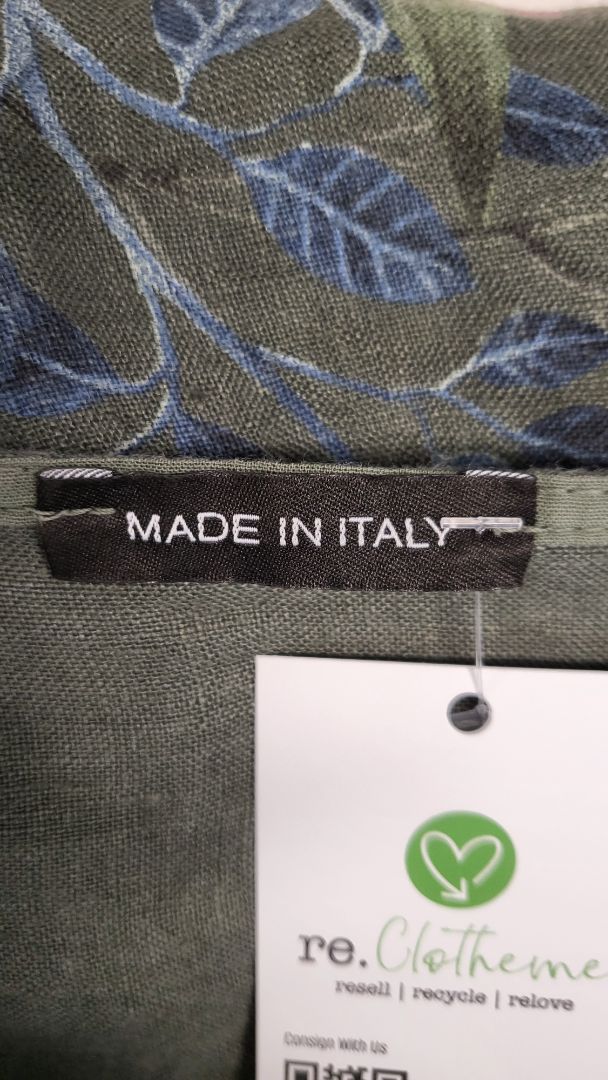 Made In Italy Green Floral Linen Dress (14)