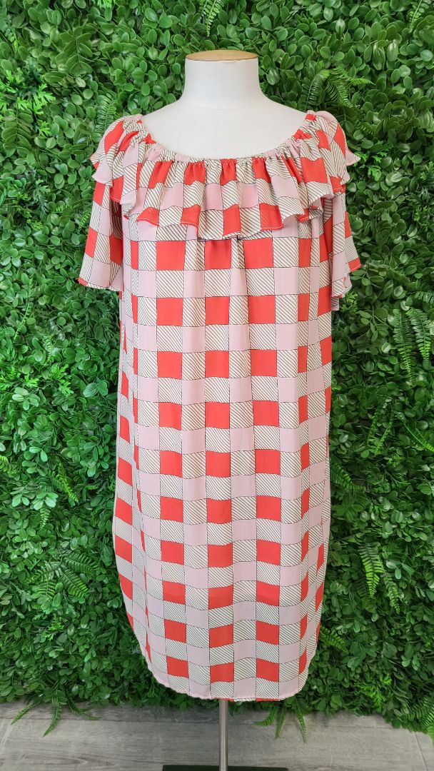 Charlo Print Frill Neck Dress (10)