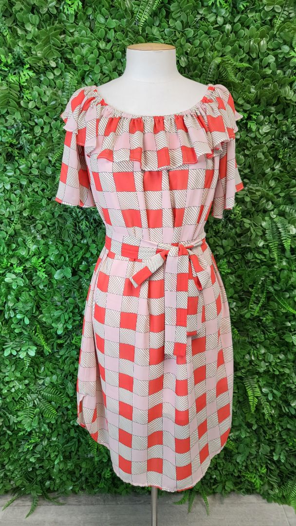 Charlo Print Frill Neck Dress (10)