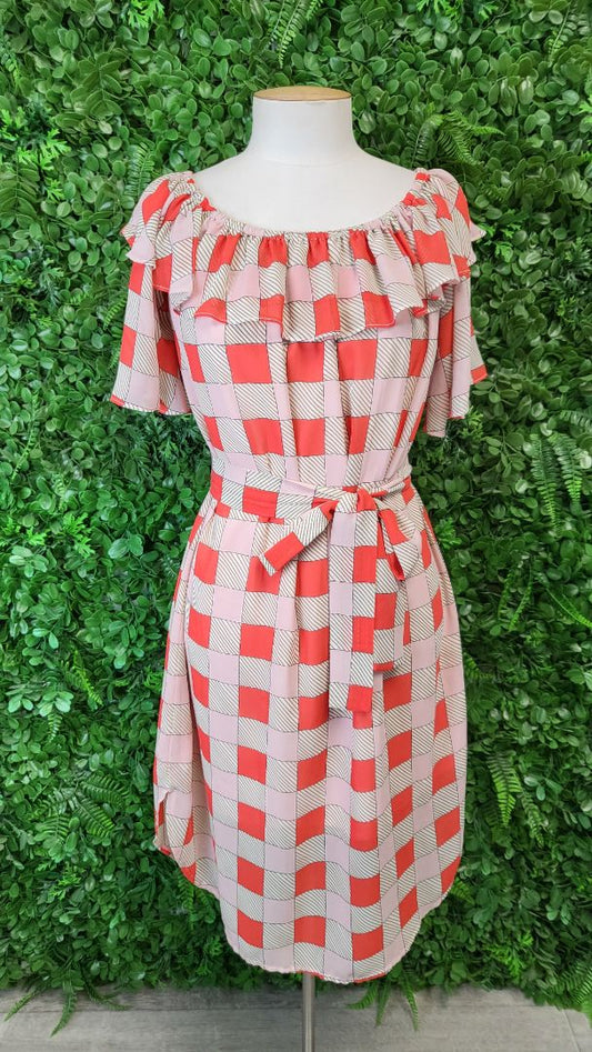 Charlo Print Frill Neck Dress (10)