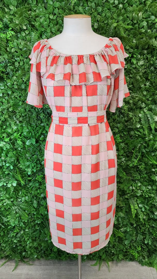 Charlo Print Frill Neck Dress (10)