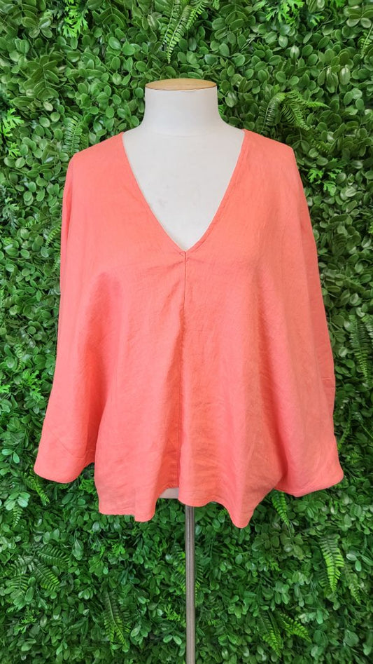 Dear Sutton Tangerine Linen Oversized Top (10)