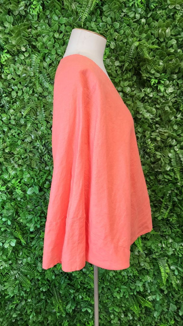 Dear Sutton Tangerine Linen Oversized Top (10)