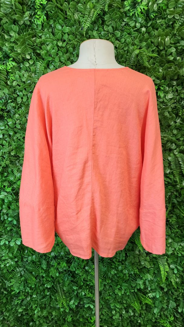 Dear Sutton Tangerine Linen Oversized Top (10)