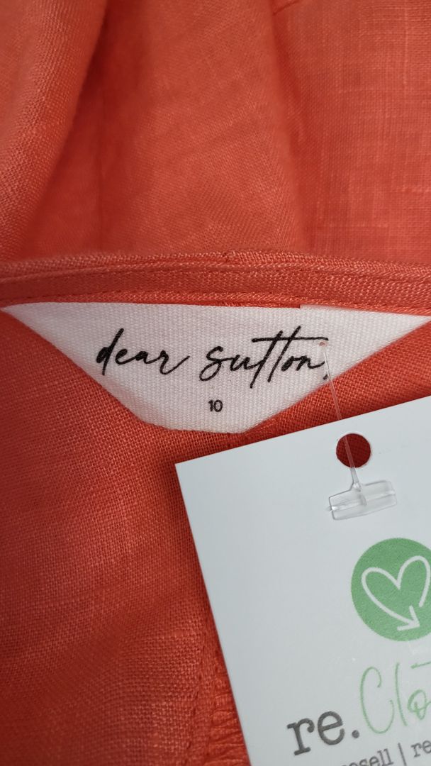 Dear Sutton Tangerine Linen Oversized Top (10)