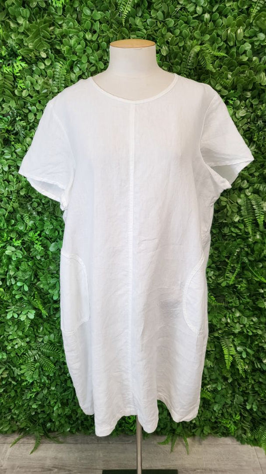 Lordship White Linen Shift Dress (18)