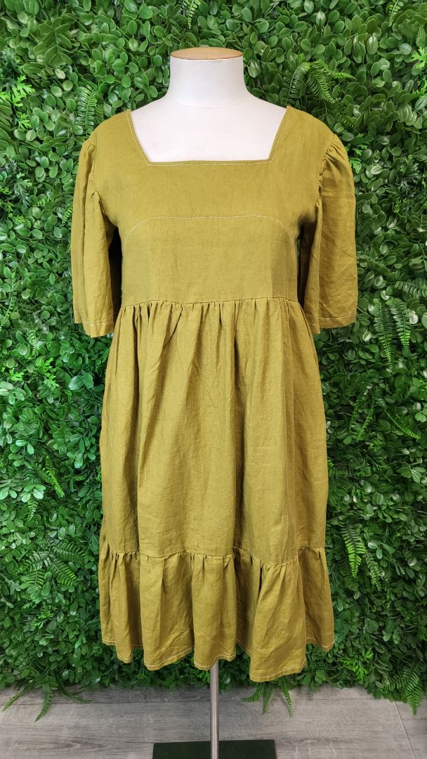 Lila By Liv Avocado Linen Sundress (6-8)